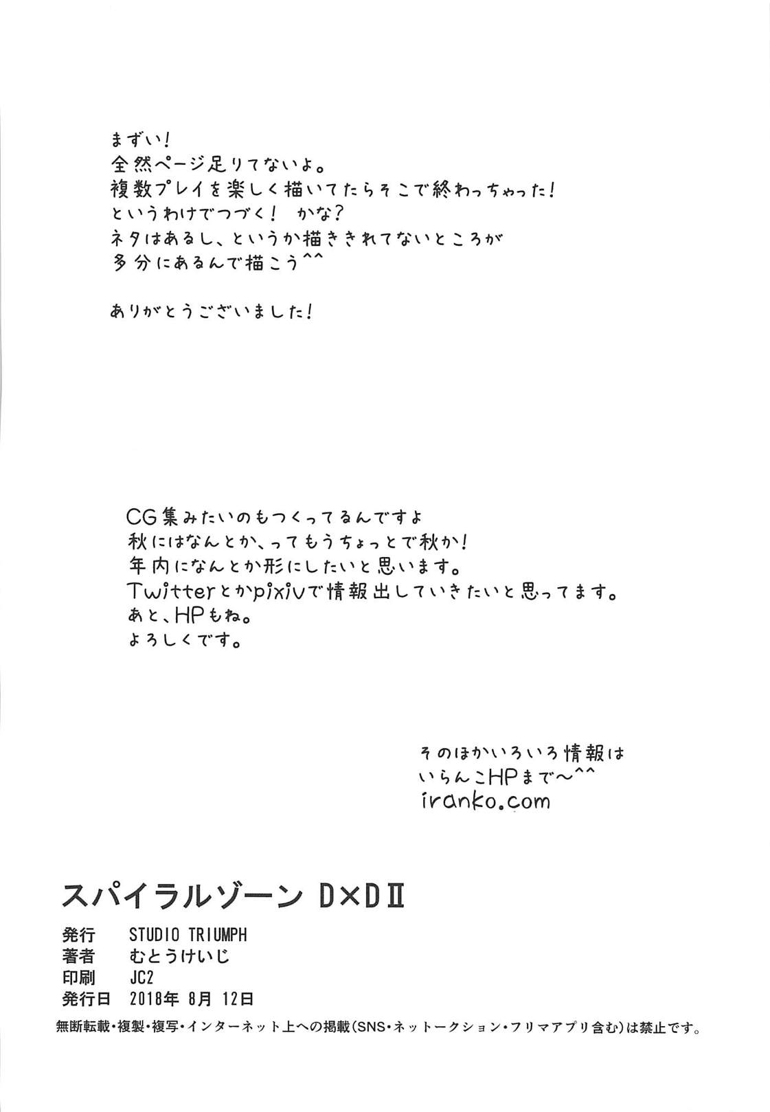 (C94) [STUDIO TRIUMPH (むとうけいじ)] スパイラルゾーン D×D II (ハイスクールD×D) [中国翻訳]