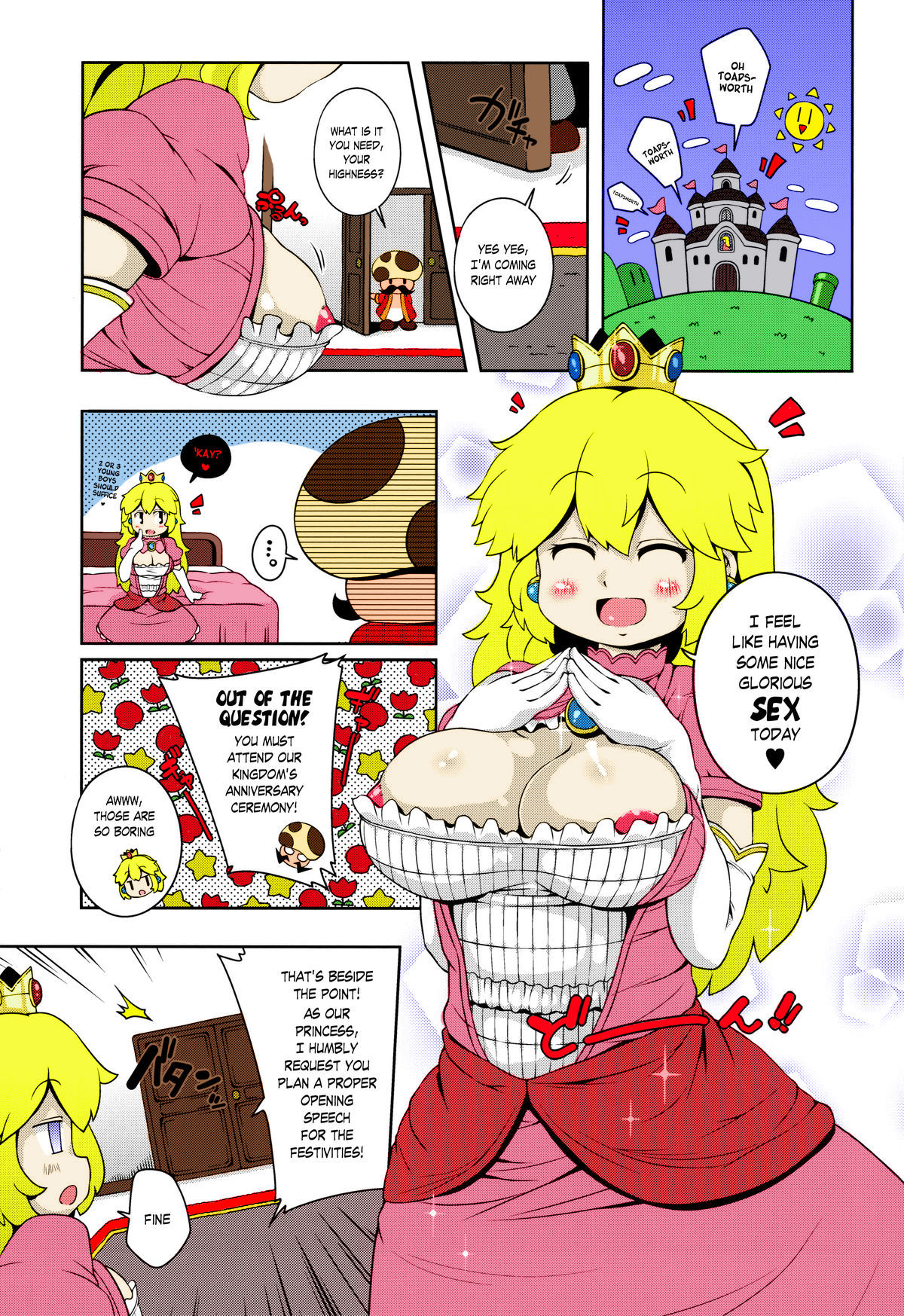 (C87) [ワトサト (杉浦線)] SUPER BITCH WORLD (スーパーマリオブラザーズ) [英訳] [カラー化]
