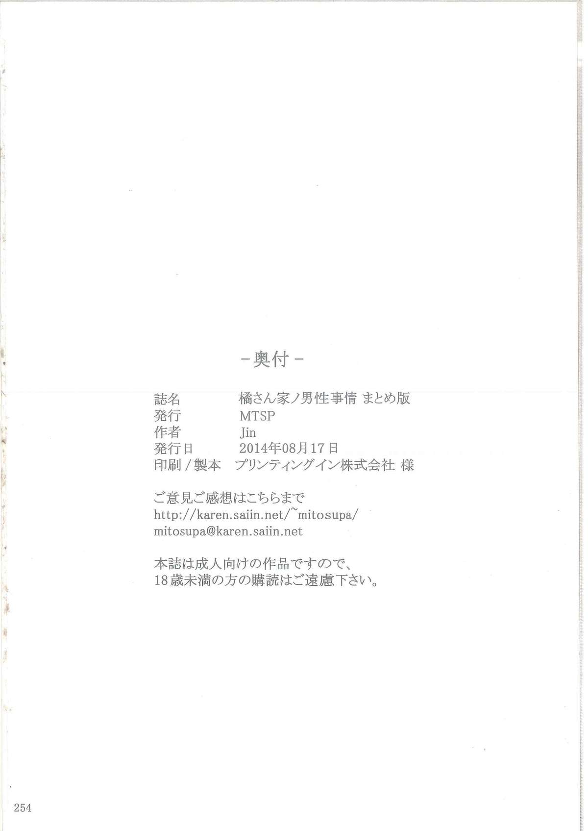 (C86) [MTSP (JIN)] 橘さん家ノ男性事情 [ページ欠落]