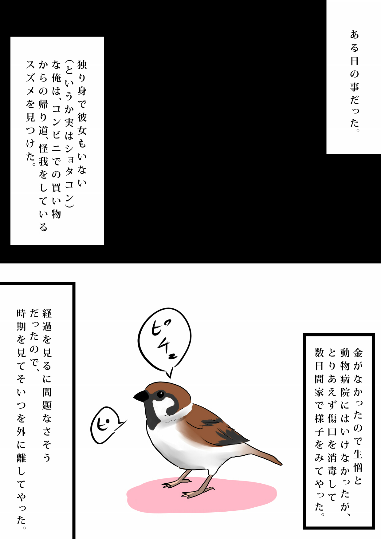 [びんぼうゆすり (マリアンヌ花子)] 雀の恩返し～拾った雀は男の娘～