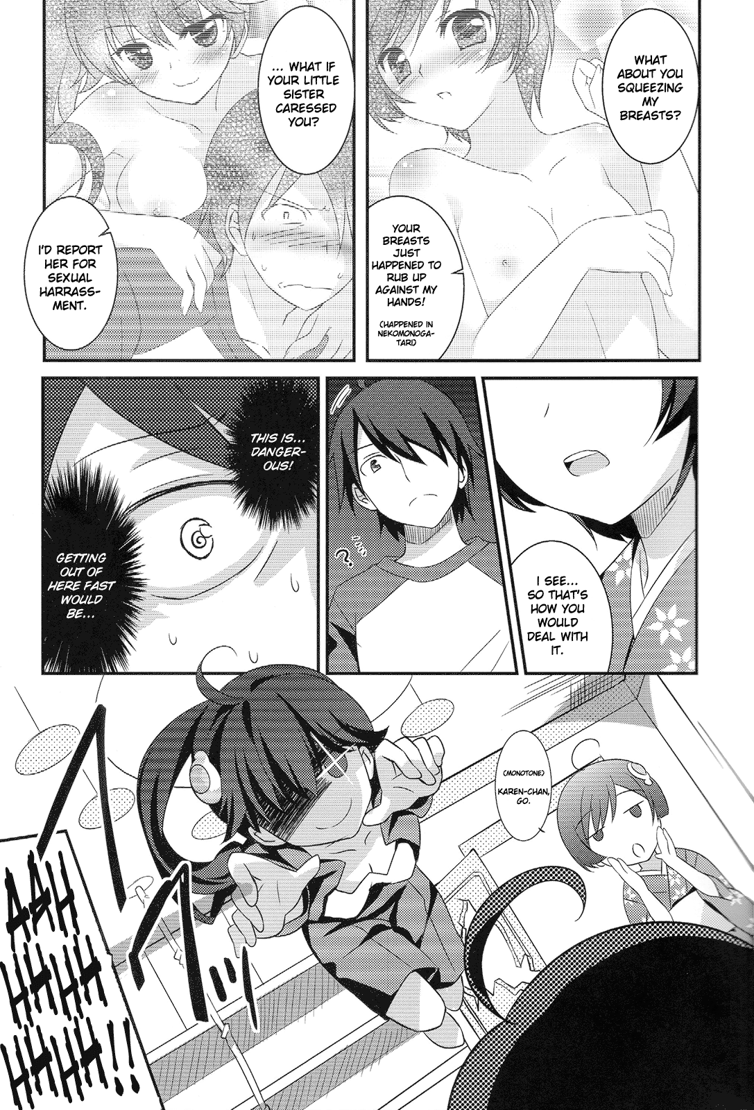 (PF16) [REI'S ROOM (REI)] 僕と火憐と月火が修羅場すぎる (偽物語) [英訳]
