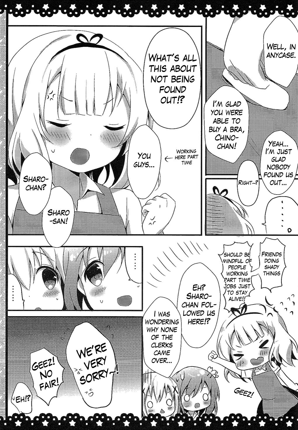 (COMIC1☆10) [あめうさぎ (飴玉コン)] チノちゃんブラつけてないの!? (ご注文はうさぎですか?) [英訳]