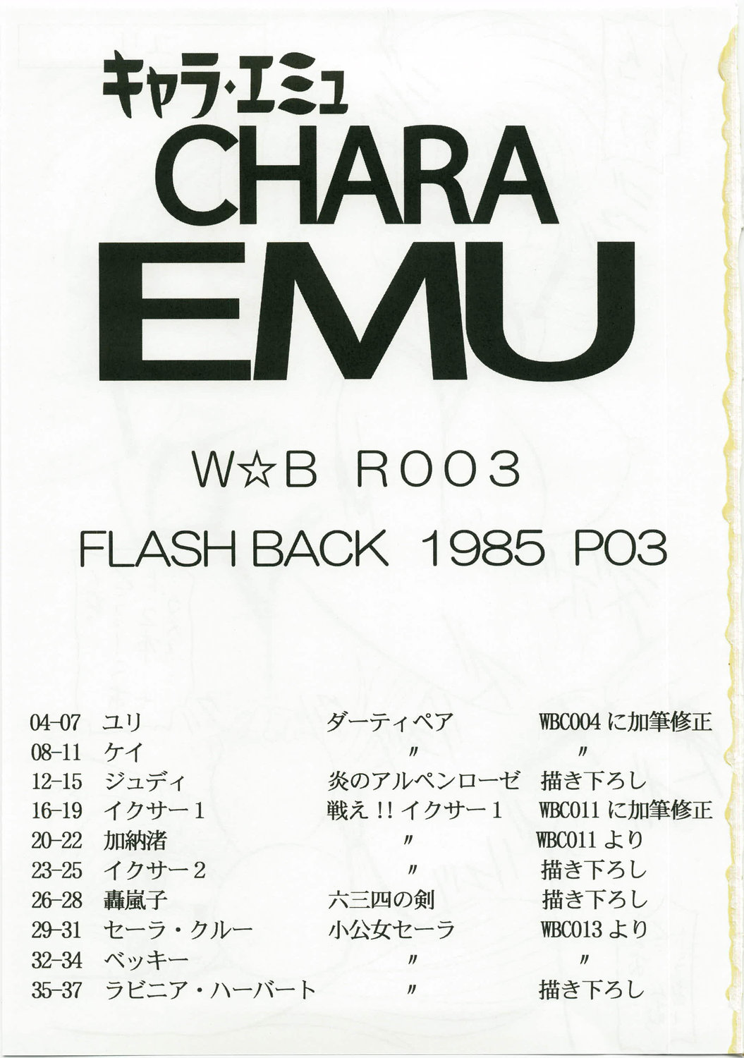 (C74) [人外魔境倶楽部 (Wing Bird)] キャラエミュW☆BR003 FLASH BACK1985 P03 (よろず)