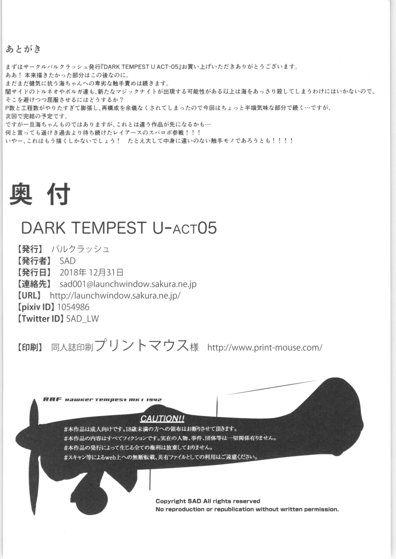 (C95) [バルクラッシュ (SAD)] DARK TEMPEST U-ACT05 (魔法騎士レイアース)