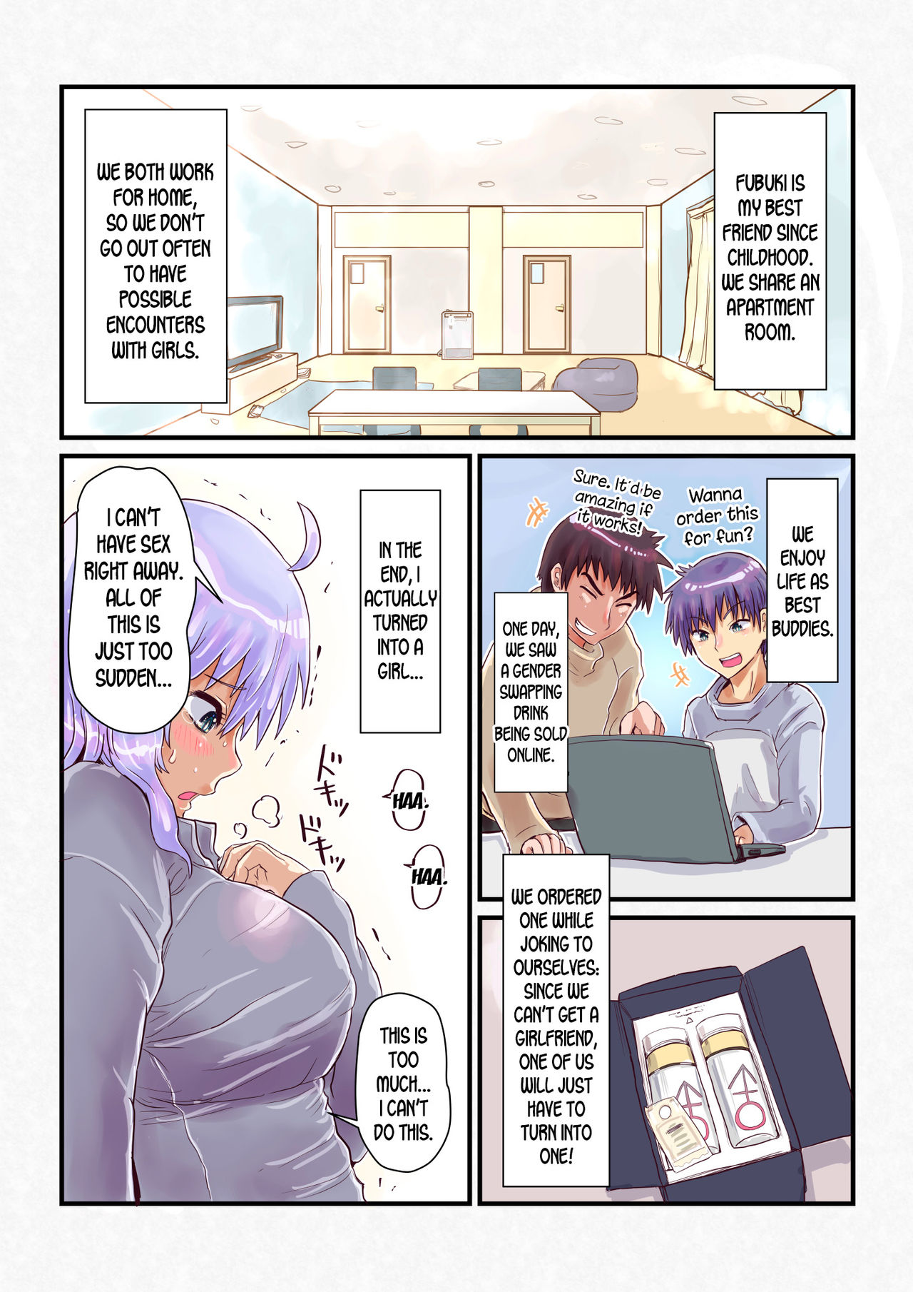 [いぬくりぃむ (いぬくりぃむあいす)] 女体化したら幼馴染と [英訳] [DL版]