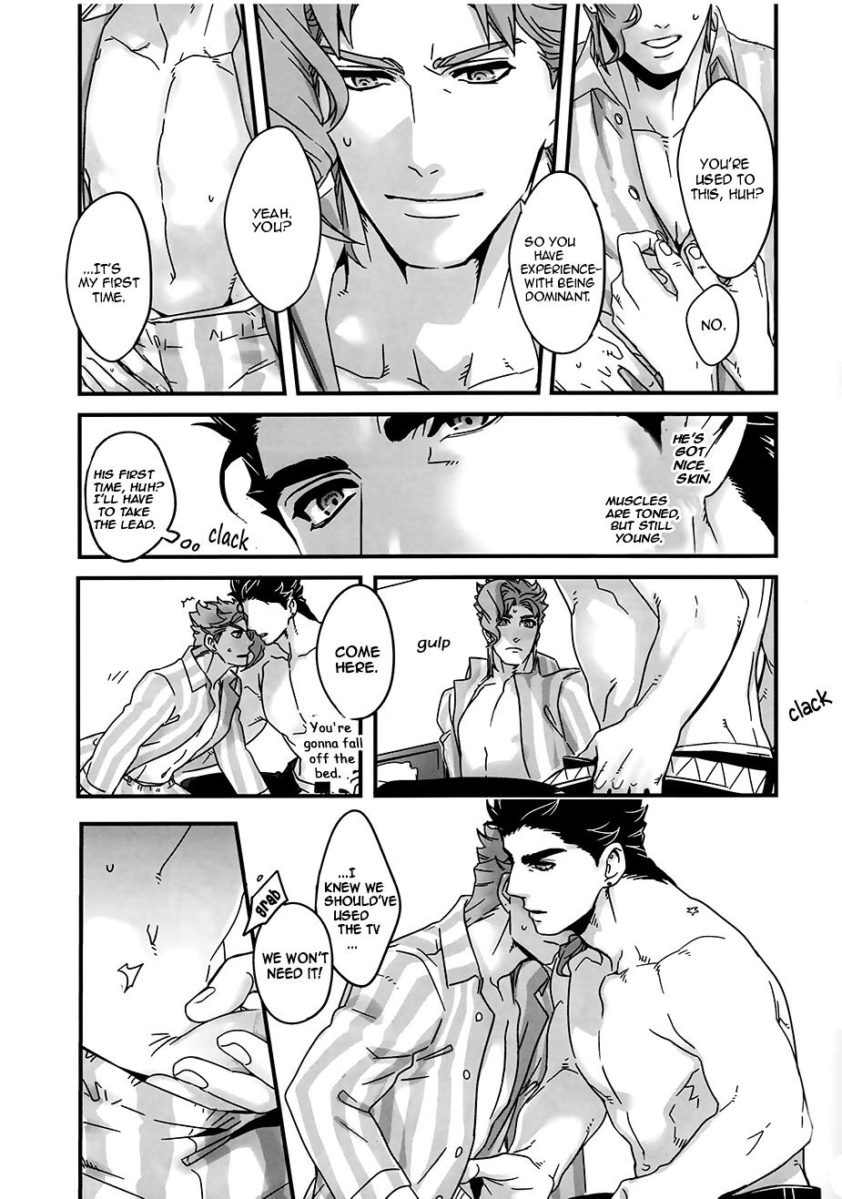 (ラレロスプラッシュ7) [温度 (ぬるぬる)] 同室時、やや一線を越えてしまった戦友と恋人同士になる方法 (ジョジョの奇妙な冒険) [英訳]