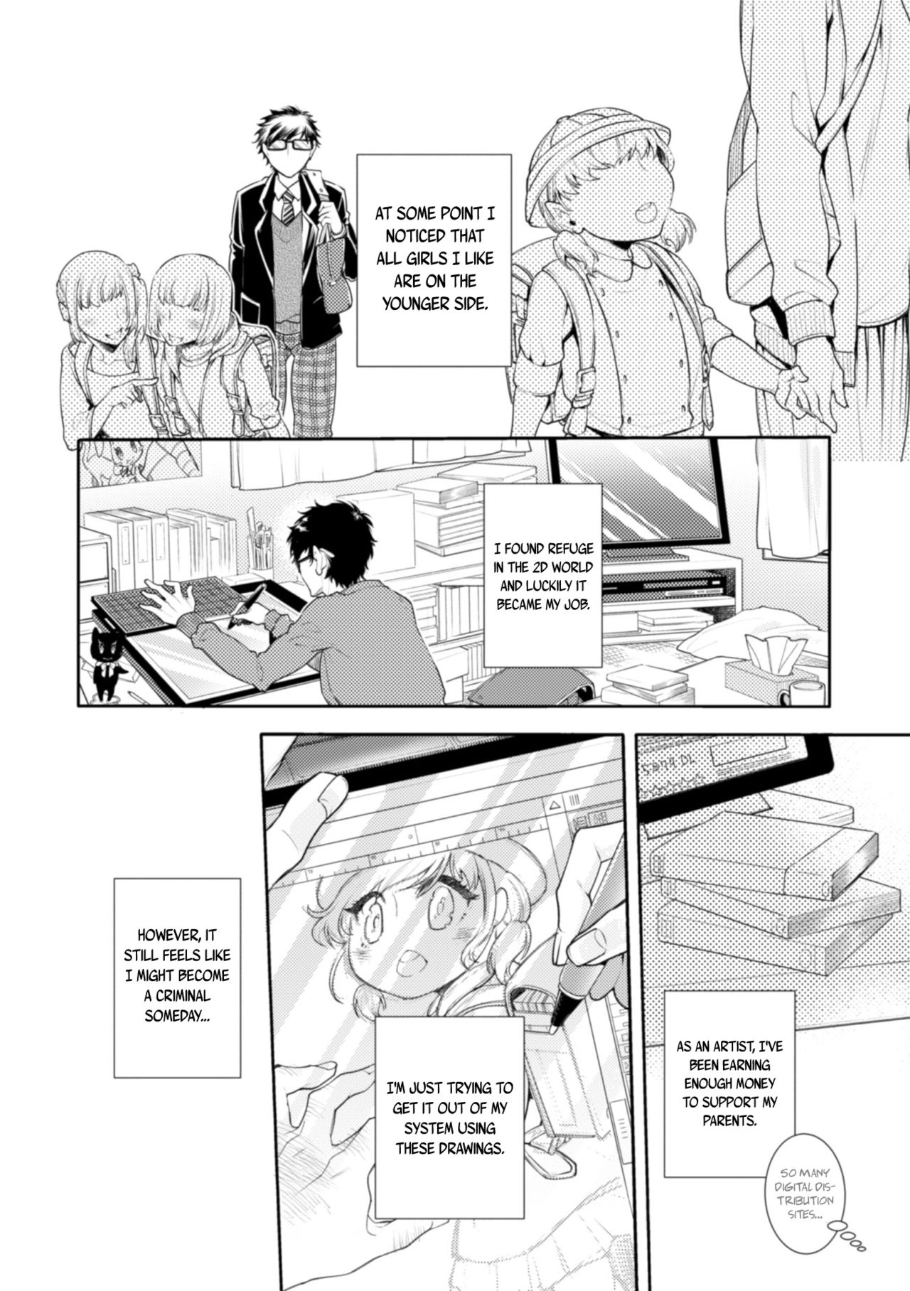 [アヤノミツカ] ロリコン童貞エロ漫画家くん、近所の女児服着たヤバいメスお兄さんに迫られる [英訳]