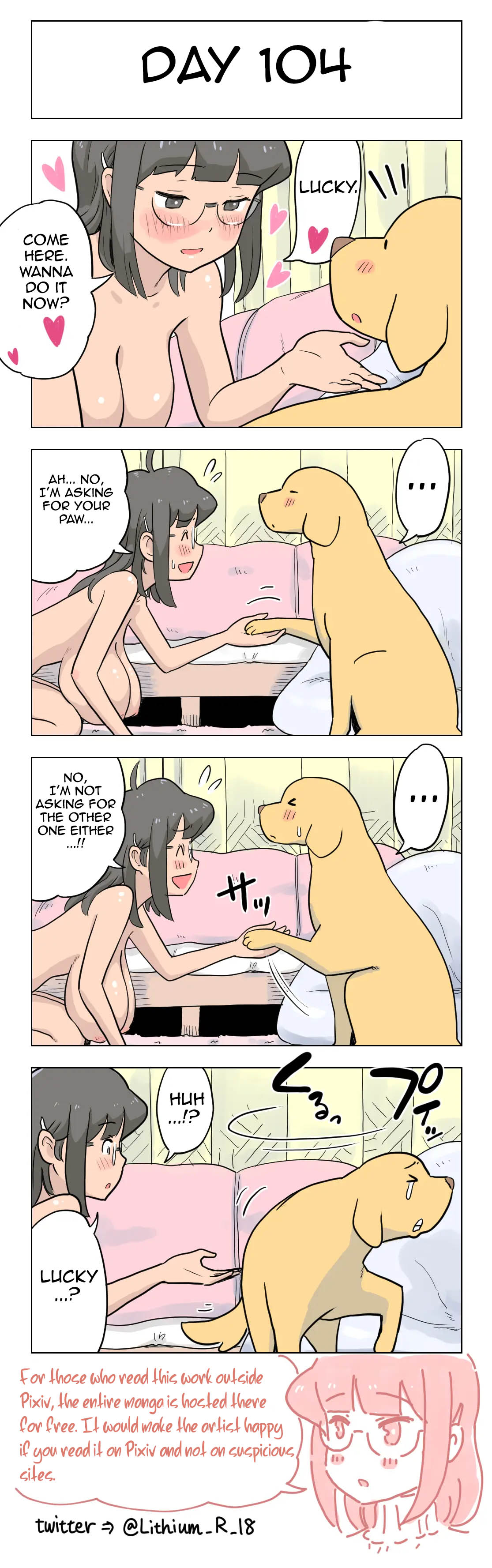 [Lithium] 100日後に愛犬とセックスする地味巨乳メガネちゃん