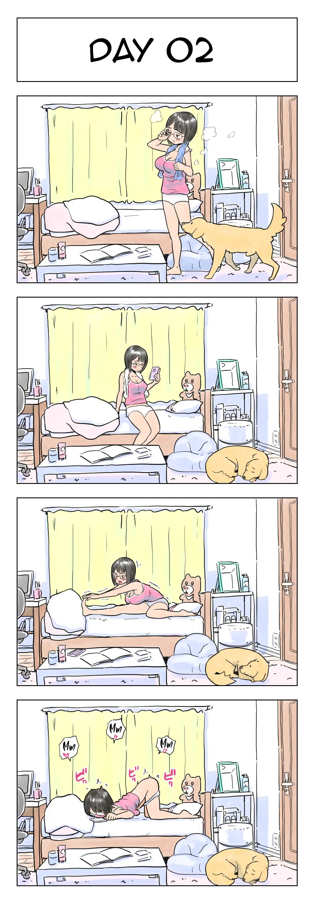 [Lithium] 100日後に愛犬とセックスする地味巨乳メガネちゃん